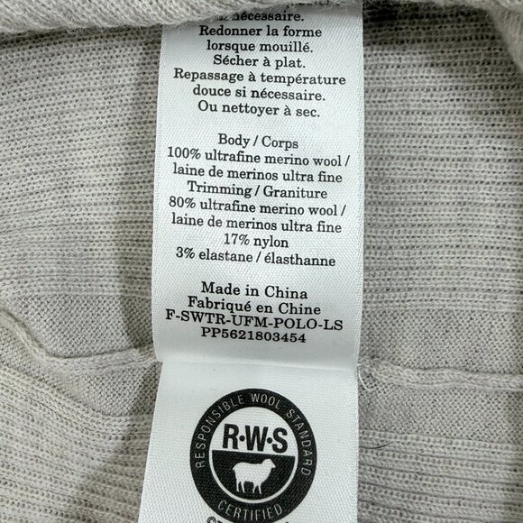 Everlane Women's Merino Wool Soft Pibbed Polo Sweater Long Sleeve Size XL Beige - Picture 8 of 8